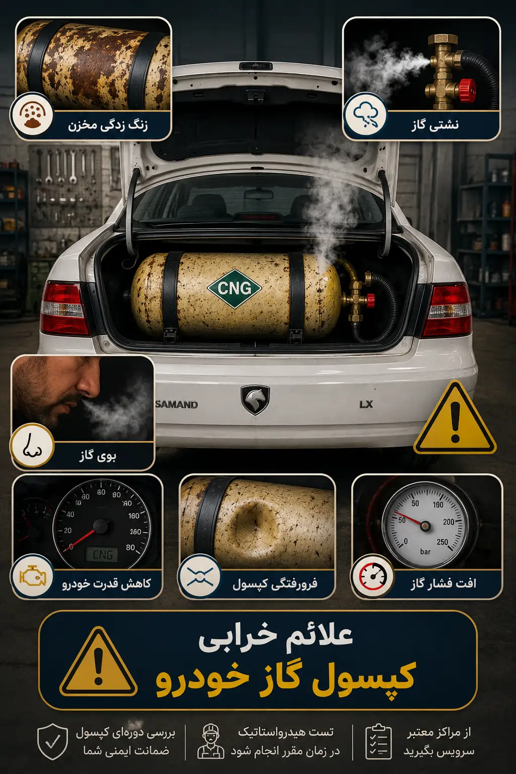 تشخیص خرابی کپسول گاز خودرو