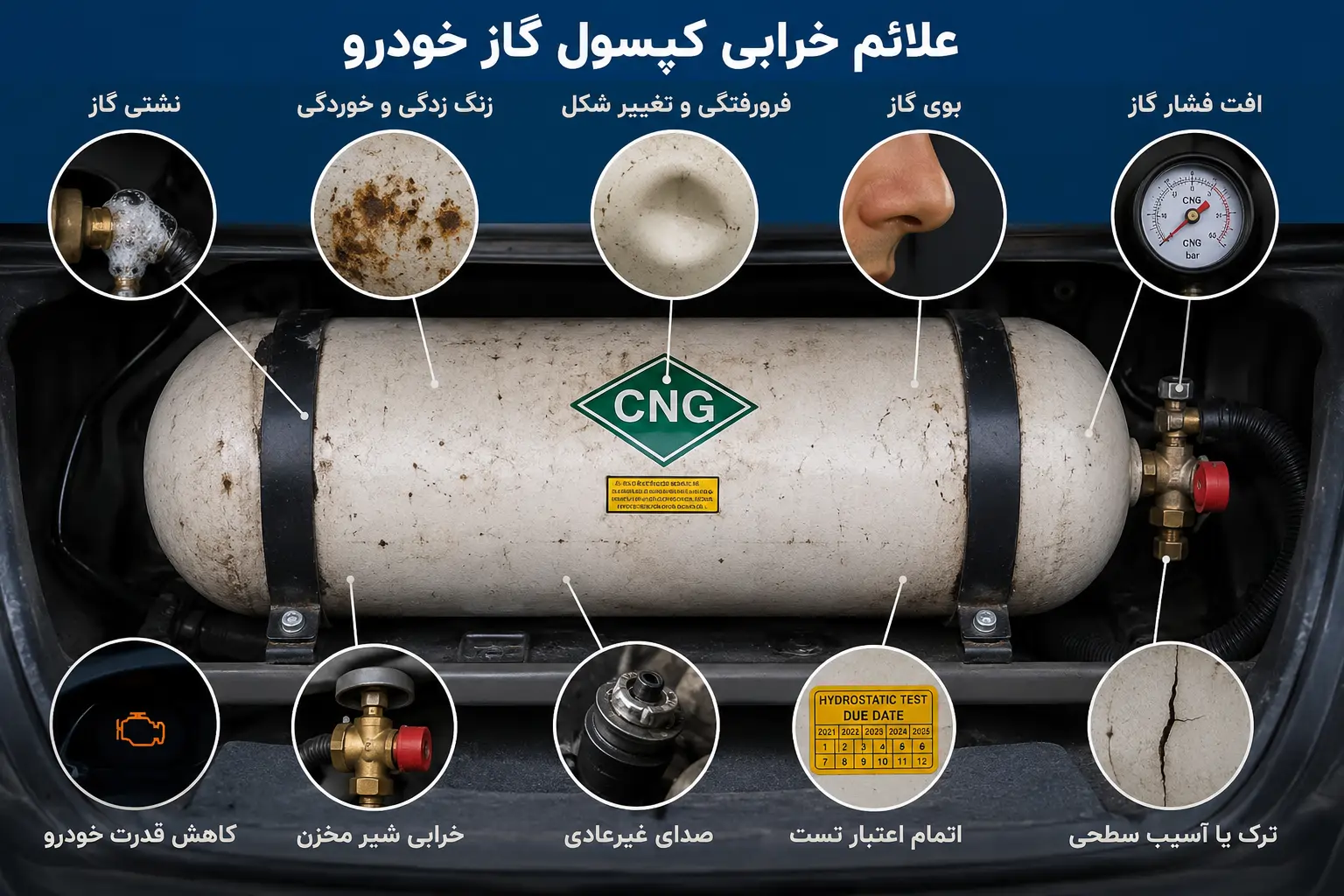 علائم خرابی کپسول گاز خودرو